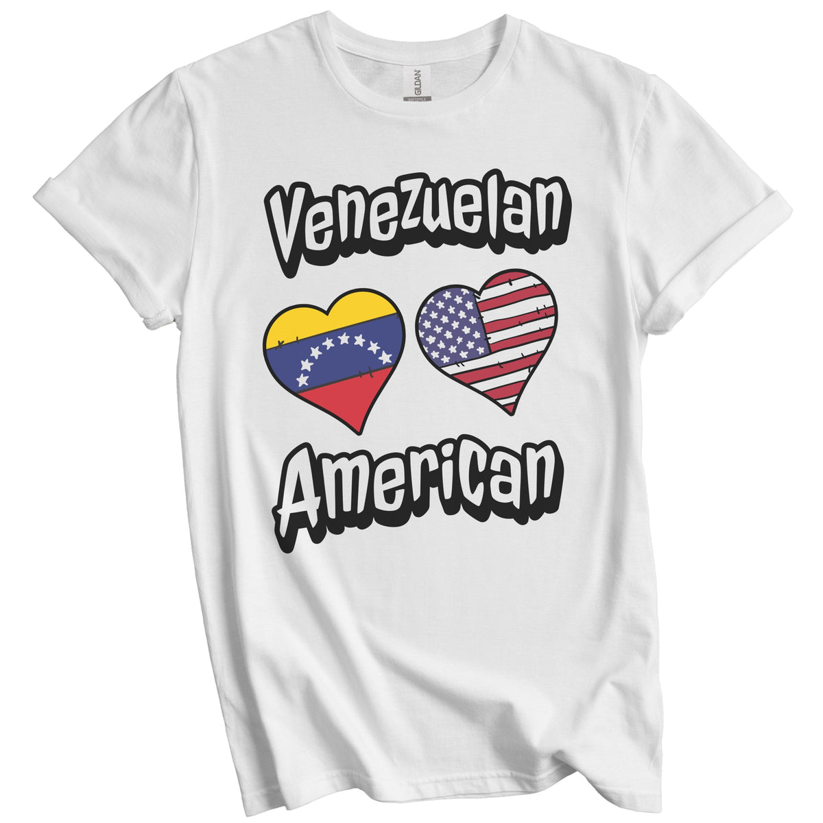 Venezuelan American Flag Hearts Combo Venezuela T-Shirt
