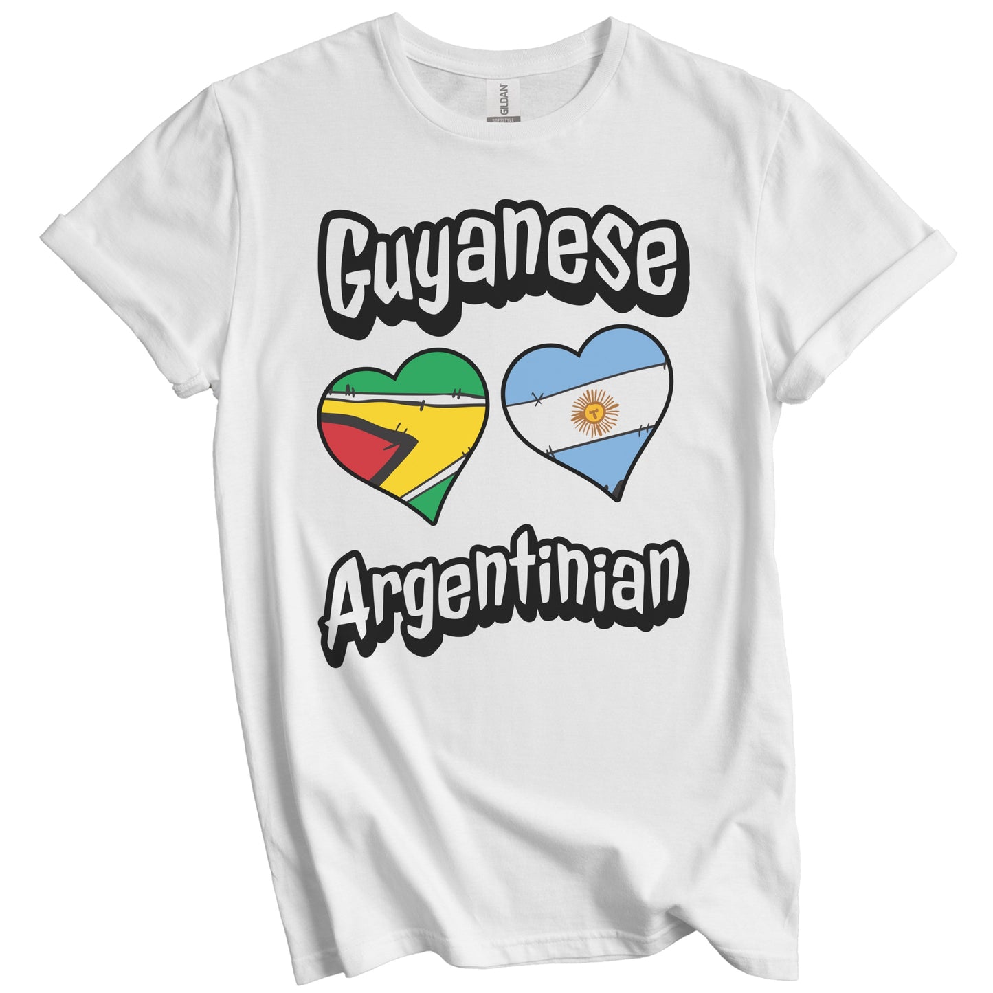 Guyanese Argentinian Flag Heart Combo Guyana Argentina T-Shirt