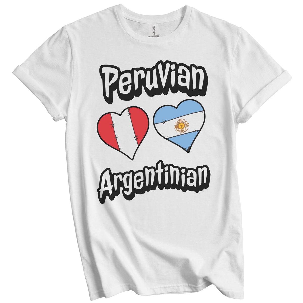 Peruvian Argentinian Flag Heart Combo Peru Argentina T-Shirt