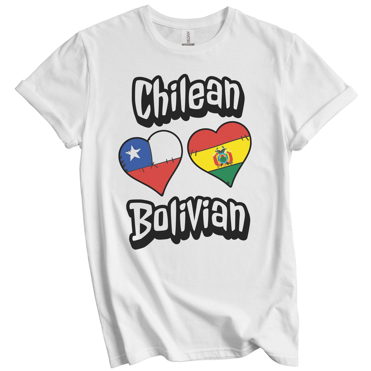 Chilean Bolivian Flag Heart Combo Chile Bolivia T-Shirt