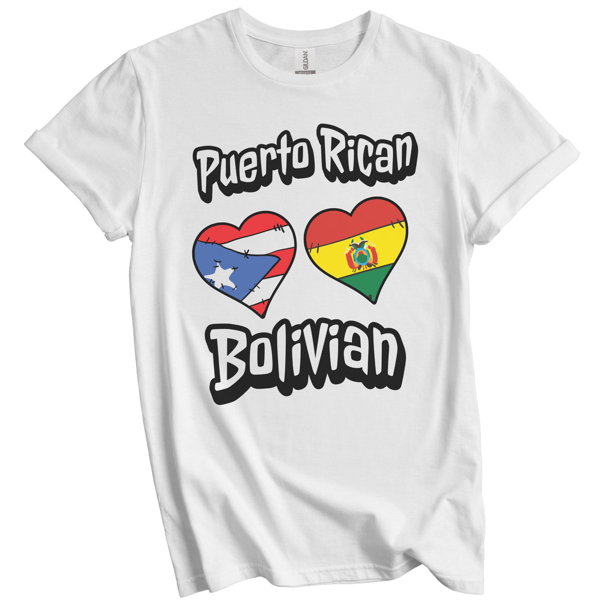 Puerto Rican Bolivian Flag Heart Combo Puerto Rico Bolivia T-Shirt