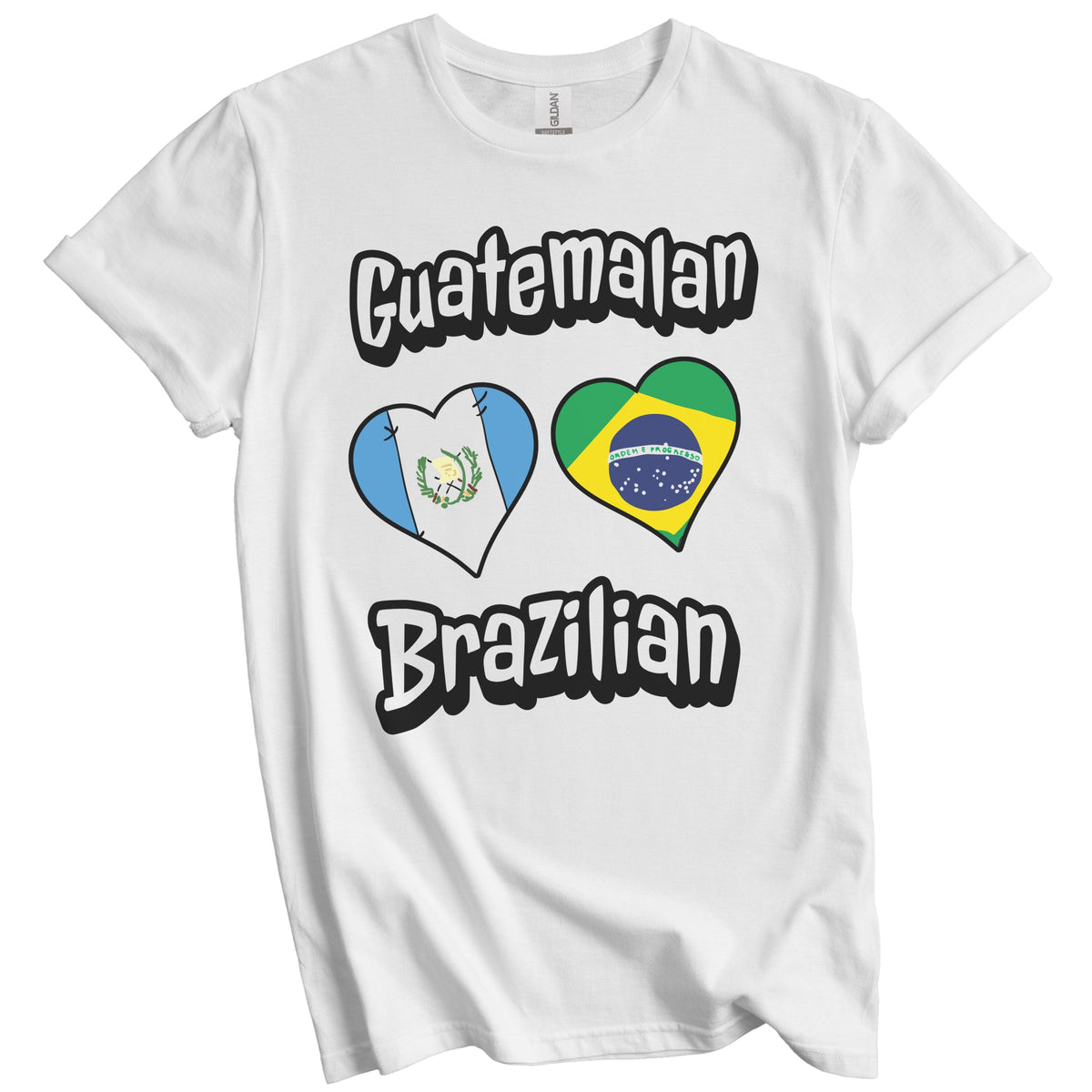 Guatemalan Brazilian Flag Heart Combo Guatemala Brazil T-Shirt