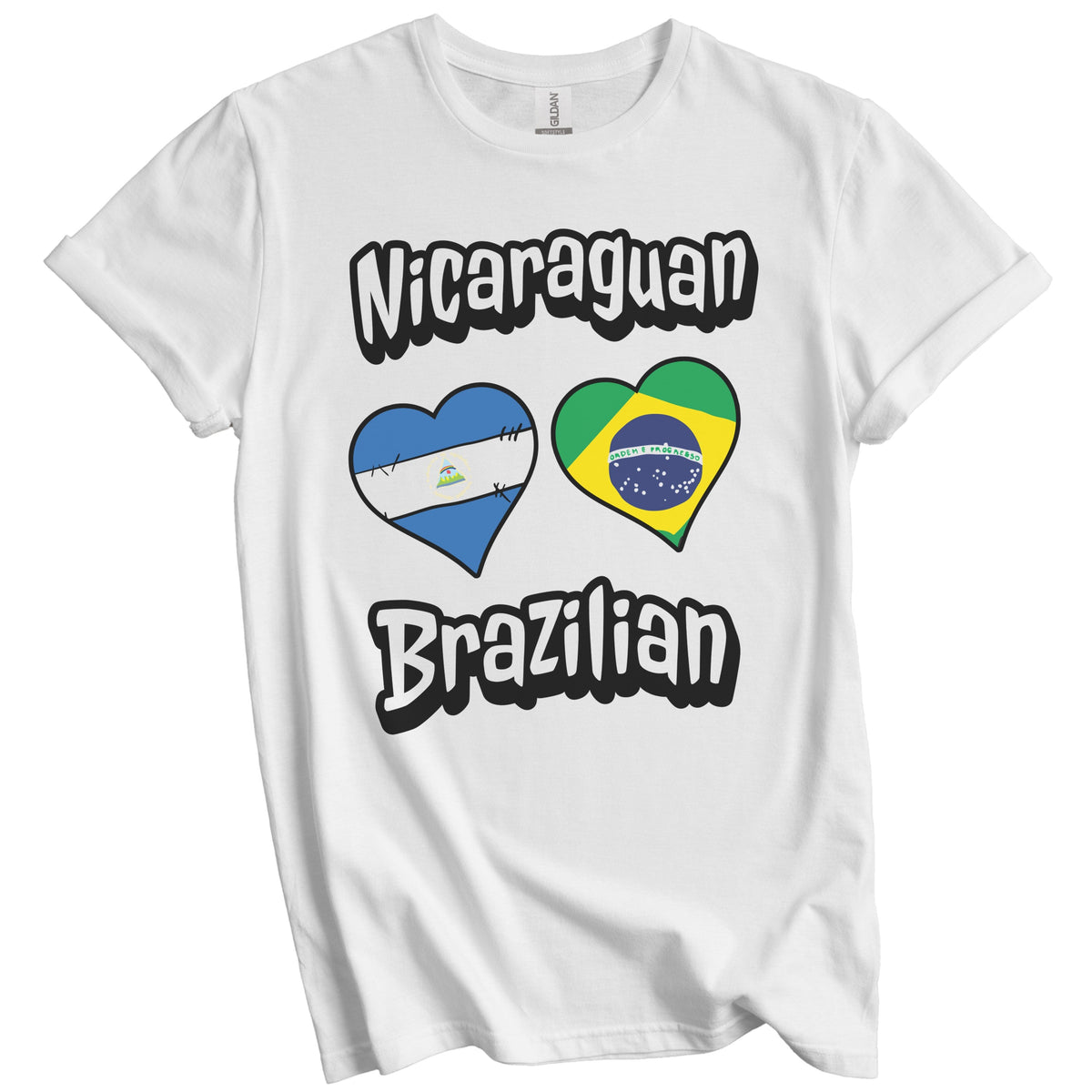 Nicaraguan Brazilian Flag Heart Combo Nicaragua Brazil T-Shirt