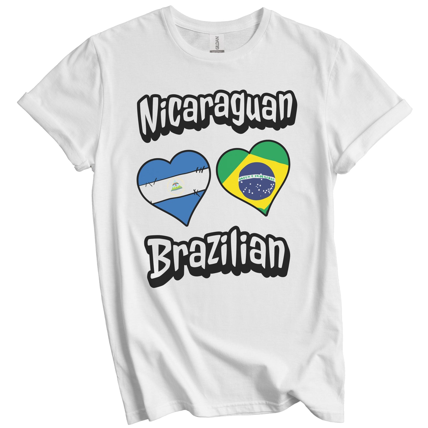 Nicaraguan Brazilian Flag Heart Combo Nicaragua Brazil T-Shirt