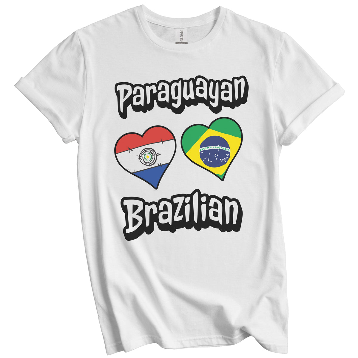 Paraguayan Brazilian Flag Heart Combo Paraguay Brazil T-Shirt