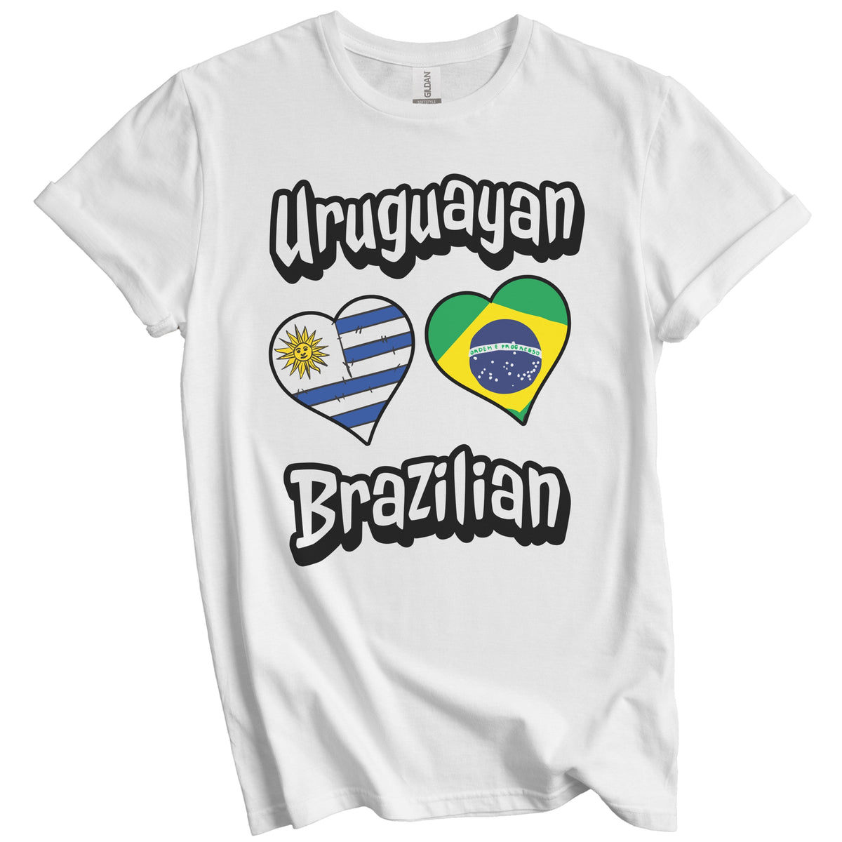 Uruguayan Brazilian Flag Heart Combo Uruguay Brazil T-Shirt
