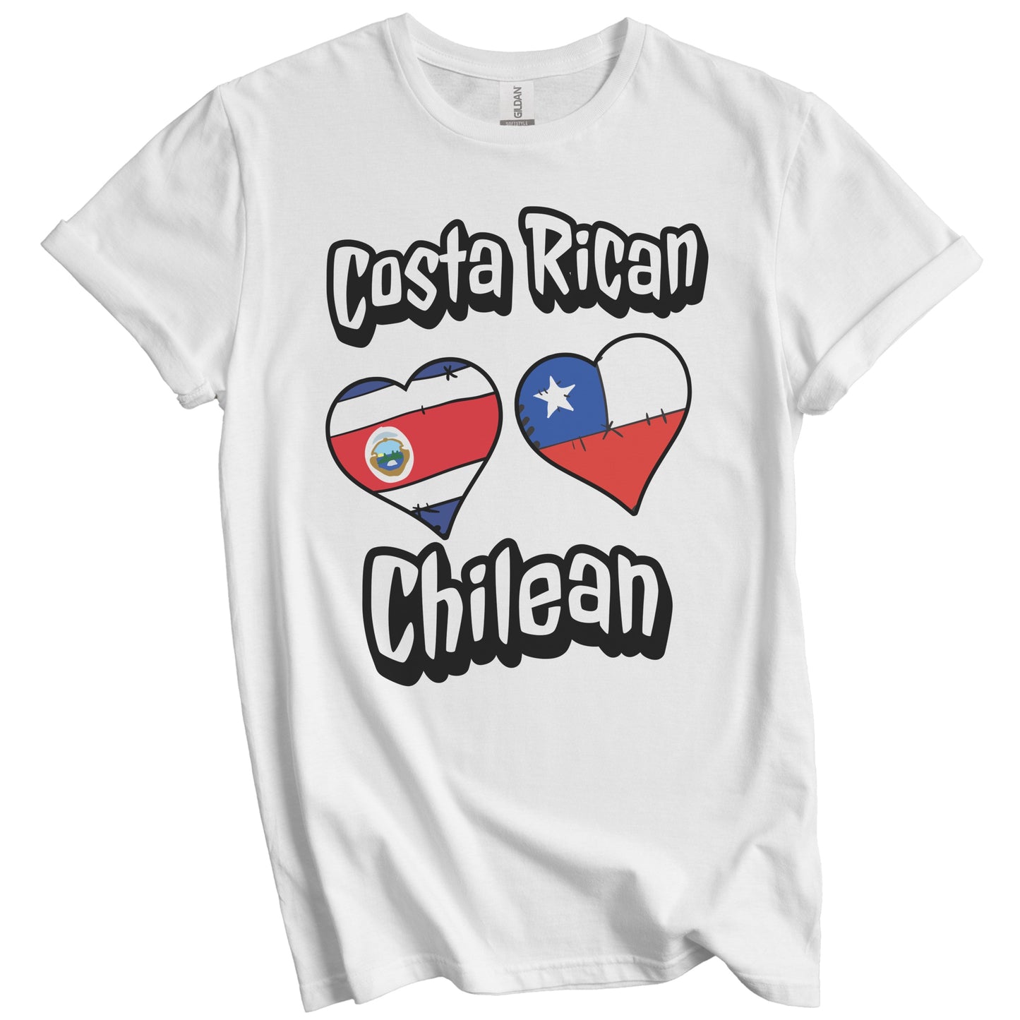 Costa Rican Chilean Flag Heart Combo Costa Rica Chile T-Shirt