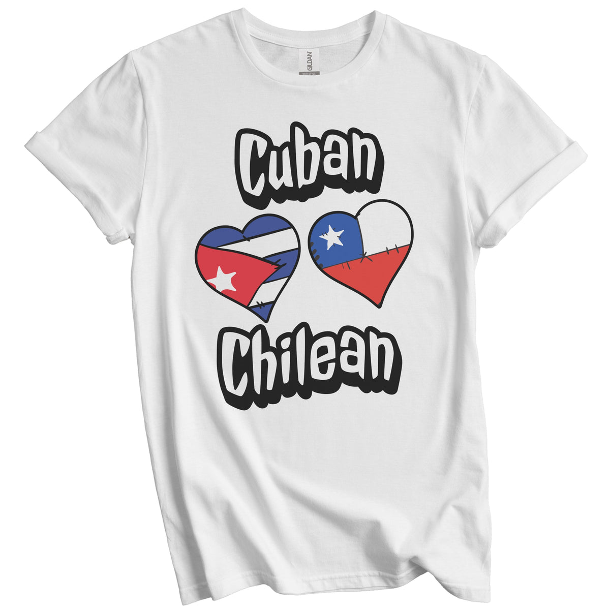 Cuban Chilean Flag Heart Combo Cuba Chile T-Shirt