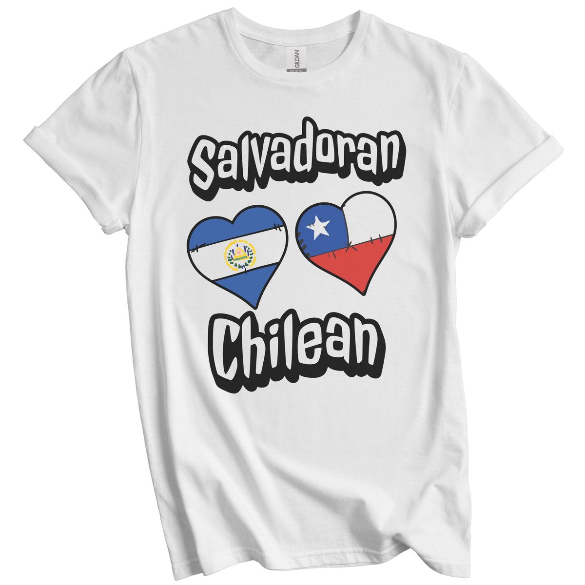 Salvadoran Chilean Flag Heart Combo El Salvador Chile T-Shirt