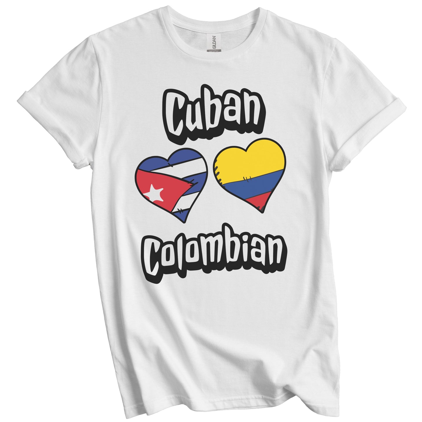 Cuban Colombian Flag Heart Combo Cuba Colombia T-Shirt