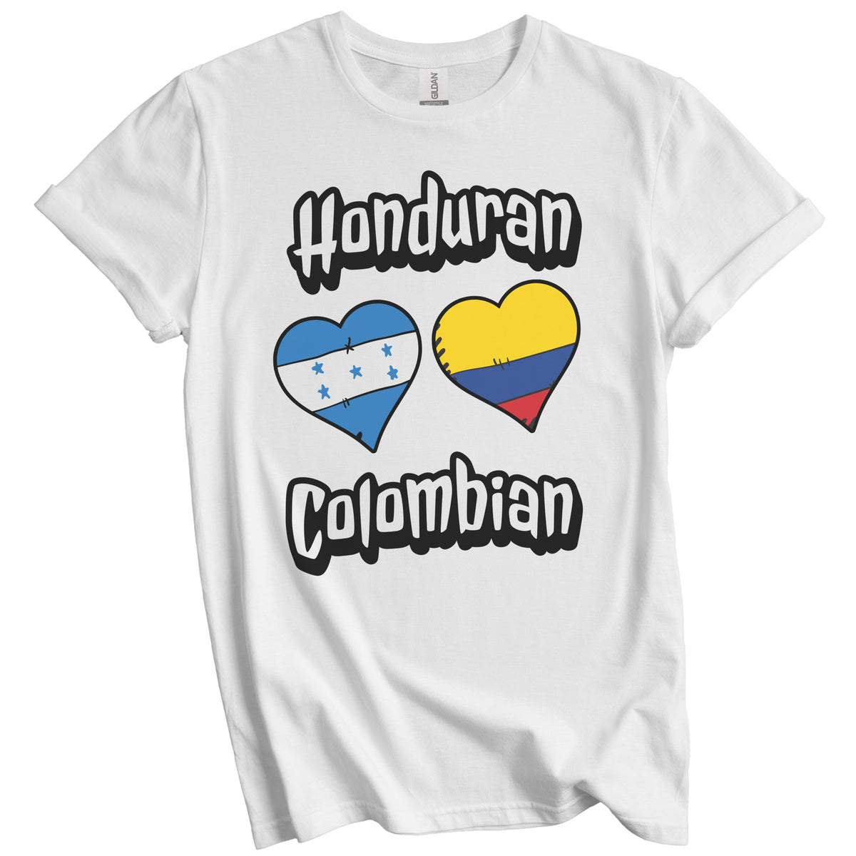 Honduran Colombian Flag Heart Combo Honduras Colombia T-Shirt