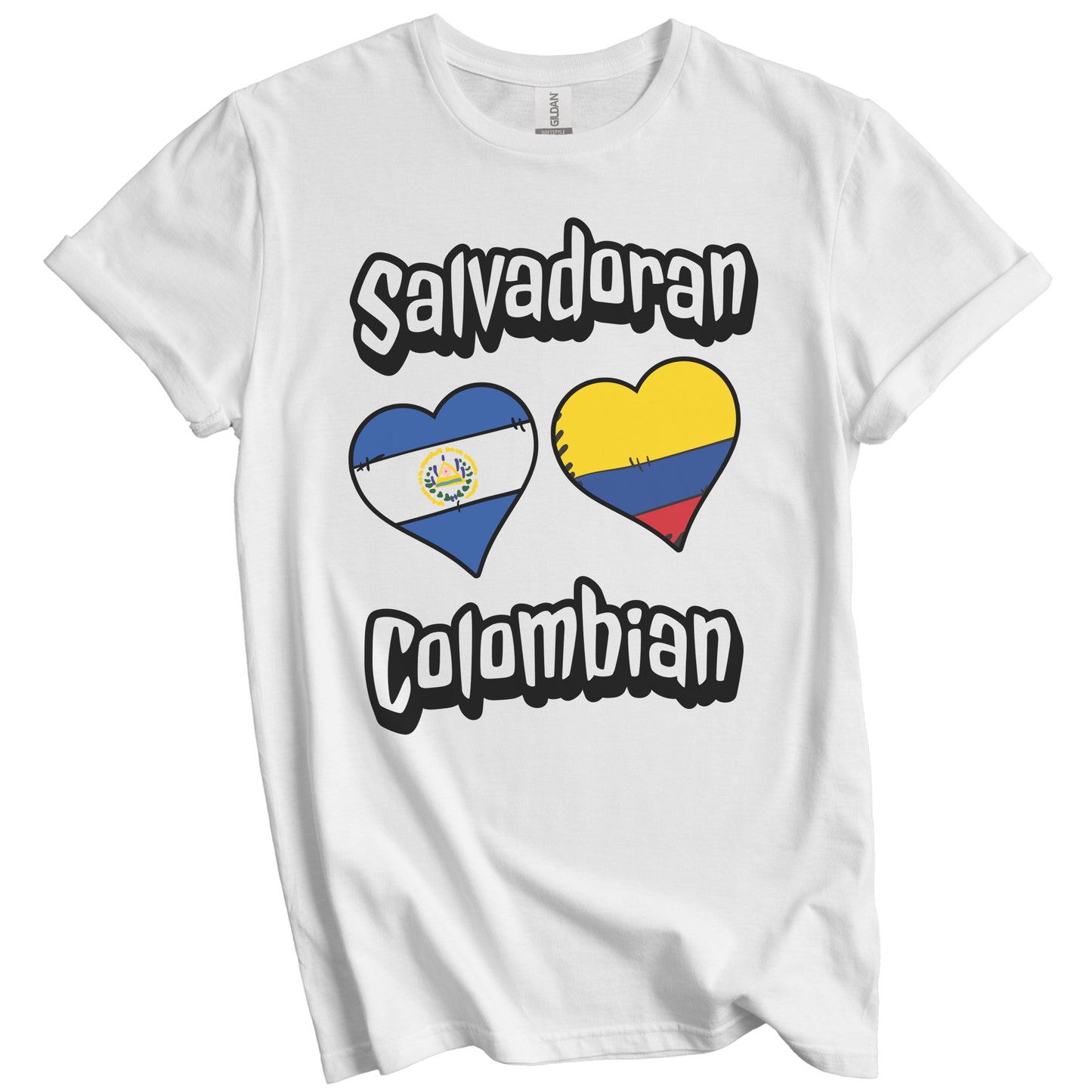 Salvadoran Colombian Flag Heart Combo El Salvador Colombia T-Shirt