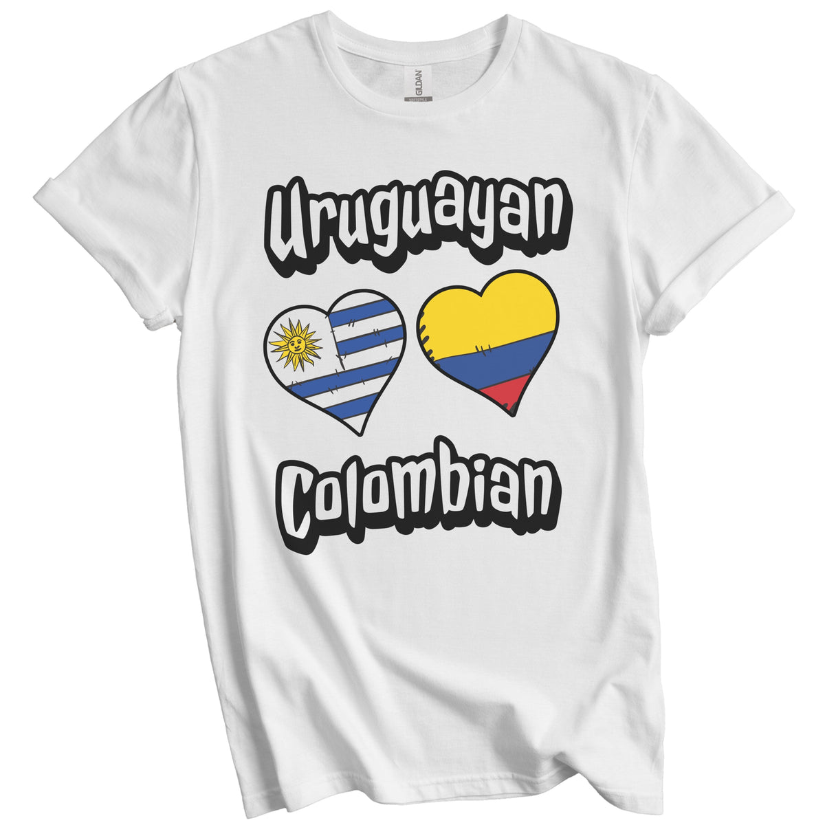 Uruguayan Colombian Flag Heart Combo Uruguay Colombia T-Shirt