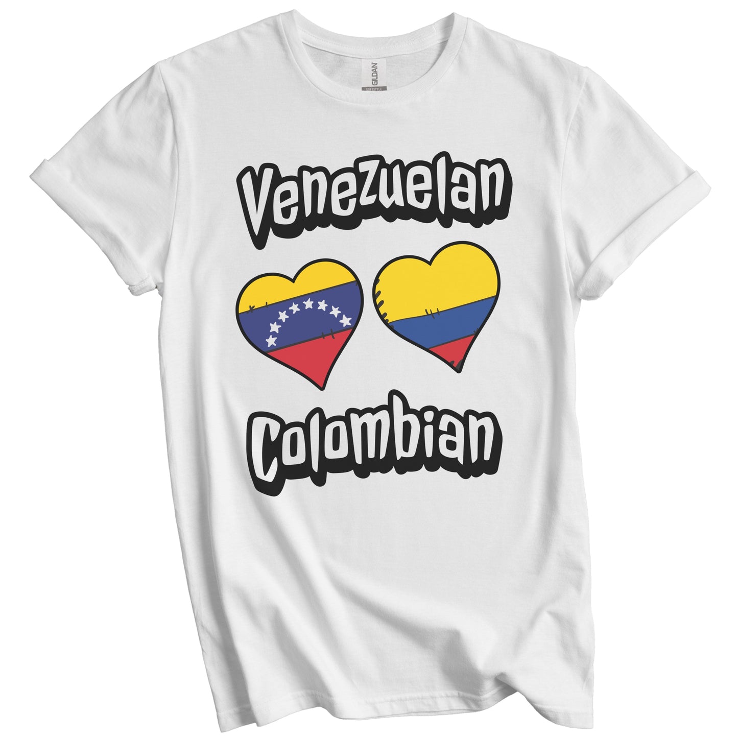 Venezuelan Colombian Flag Heart Combo Venezuela Colombia T-Shirt