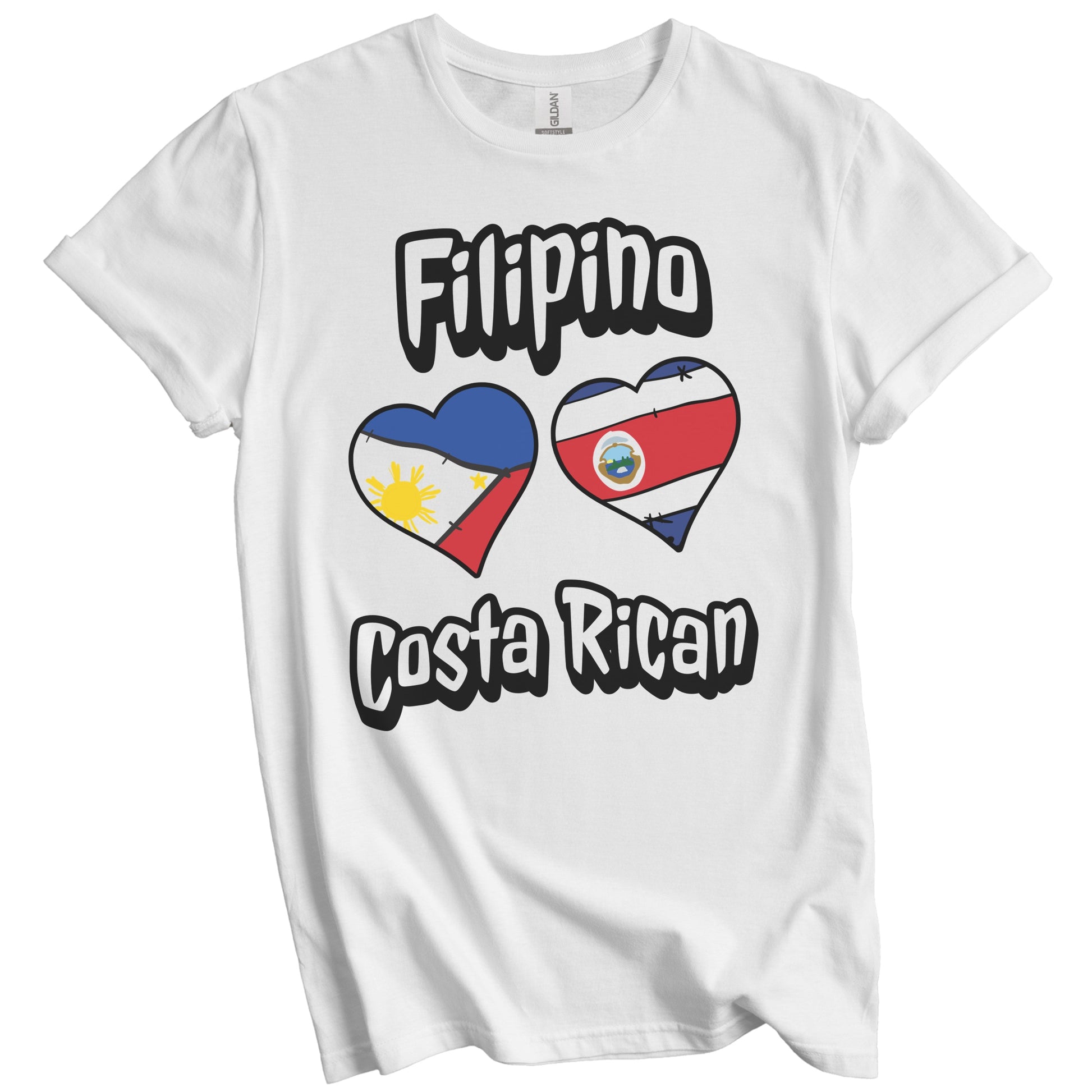 Filipino Costa Rican Flag Heart Combo Philippines Costa Rica T-Shirt
