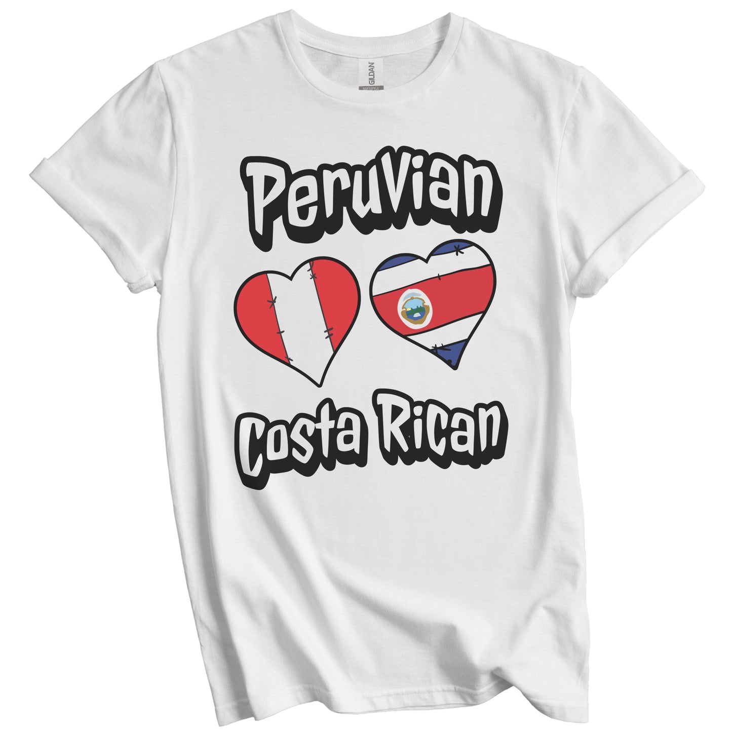 Peruvian Costa Rican Flag Heart Combo Peru Costa Rica T-Shirt