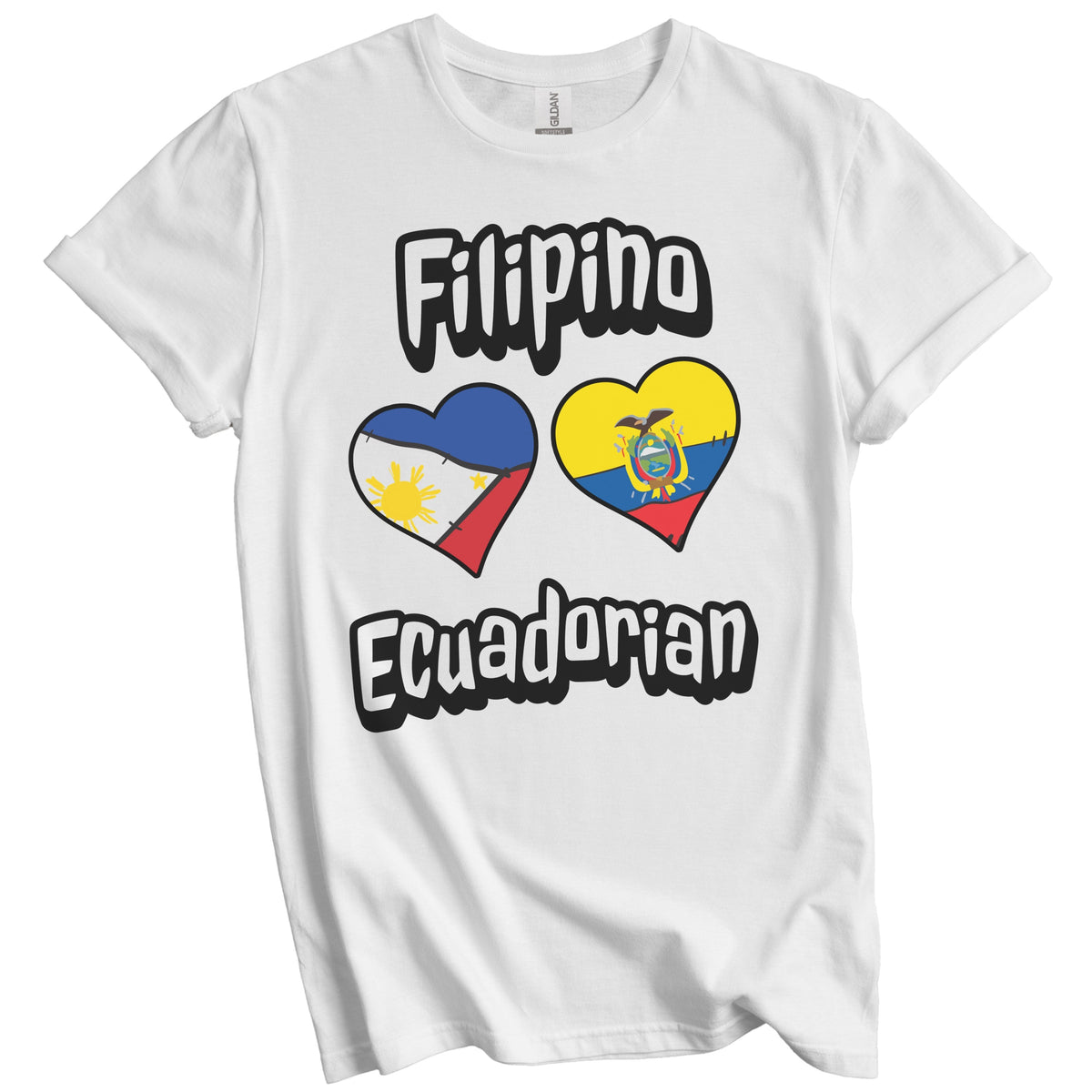 Filipino Ecuadorian Flag Heart Combo Philippines Ecuador T-Shirt