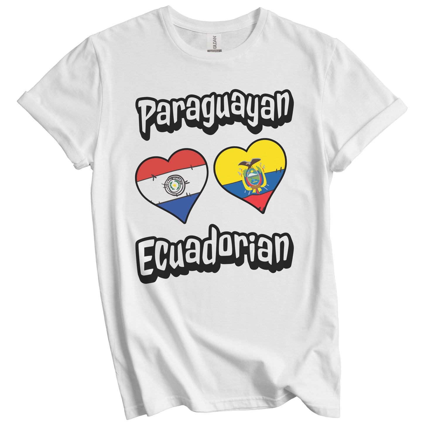 Paraguayan Ecuadorian Flag Heart Combo Paraguay Ecuador T-Shirt