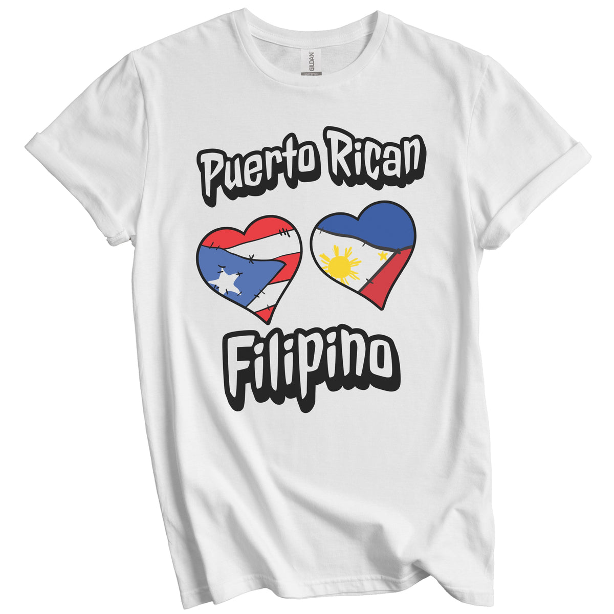 Puerto Rican Filipino Flag Hearts Puerto Rico Philippines T-Shirt