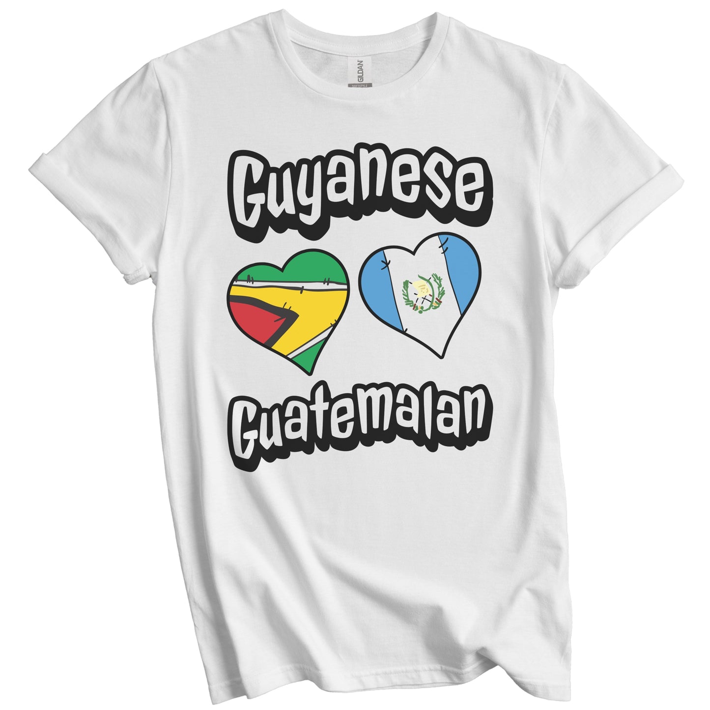 Guyanese Guatemalan Flag Heart Combo Guyana Guatemala T-Shirt
