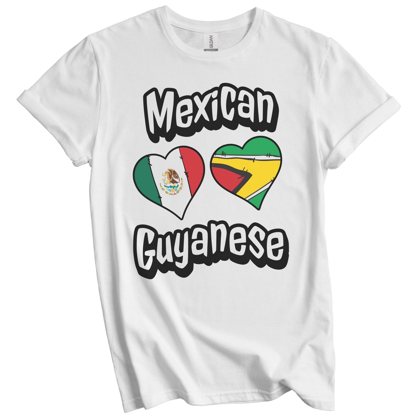 Mexican Guyanese Flag Heart Combo Mexico Guyana T-Shirt