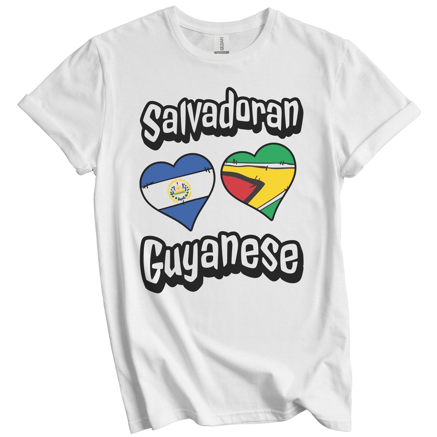 Salvadoran Guyanese Flag Heart Combo El Salvador Guyana T-Shirt