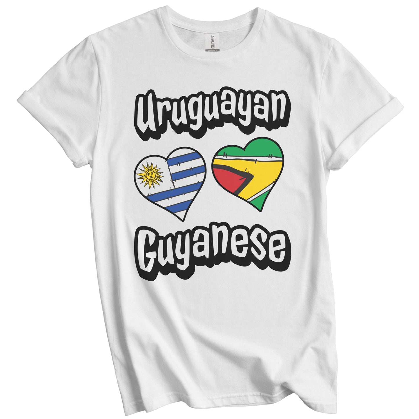 Uruguayan Guyanese Flag Heart Combo Uruguay Guyana T-Shirt