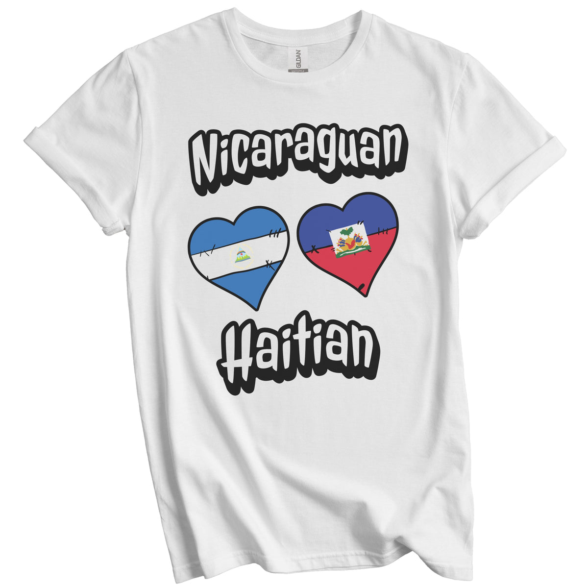 Nicaraguan Haitian Flag Heart Combo Nicaragua Haiti T-Shirt