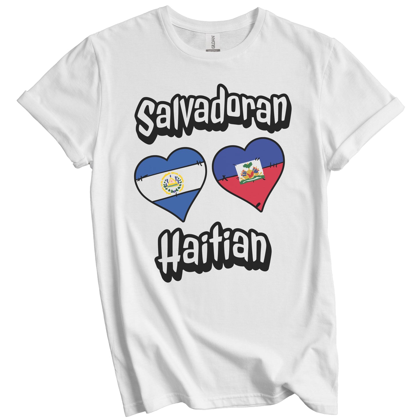 Salvadoran Haitian Flag Heart Combo El Salvador Haiti T-Shirt
