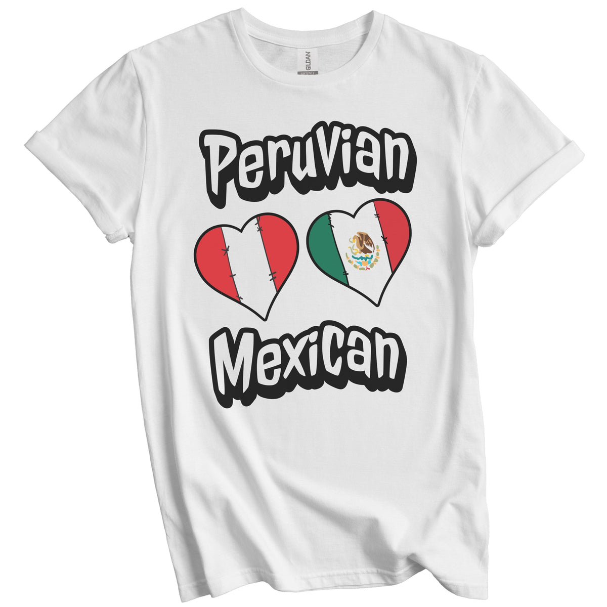 Peruvian Mexican Flag Heart Combo Peru Mexico T-Shirt