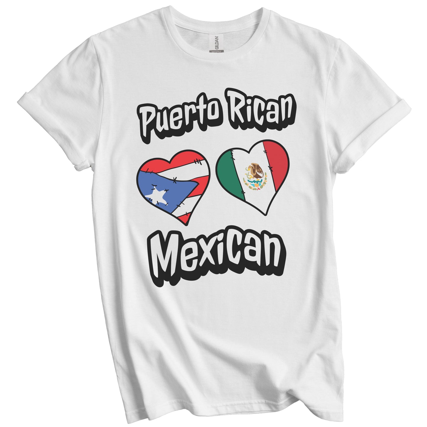 Puerto Rican Mexican Flag Heart Combo Puerto Rico Mexico T-Shirt