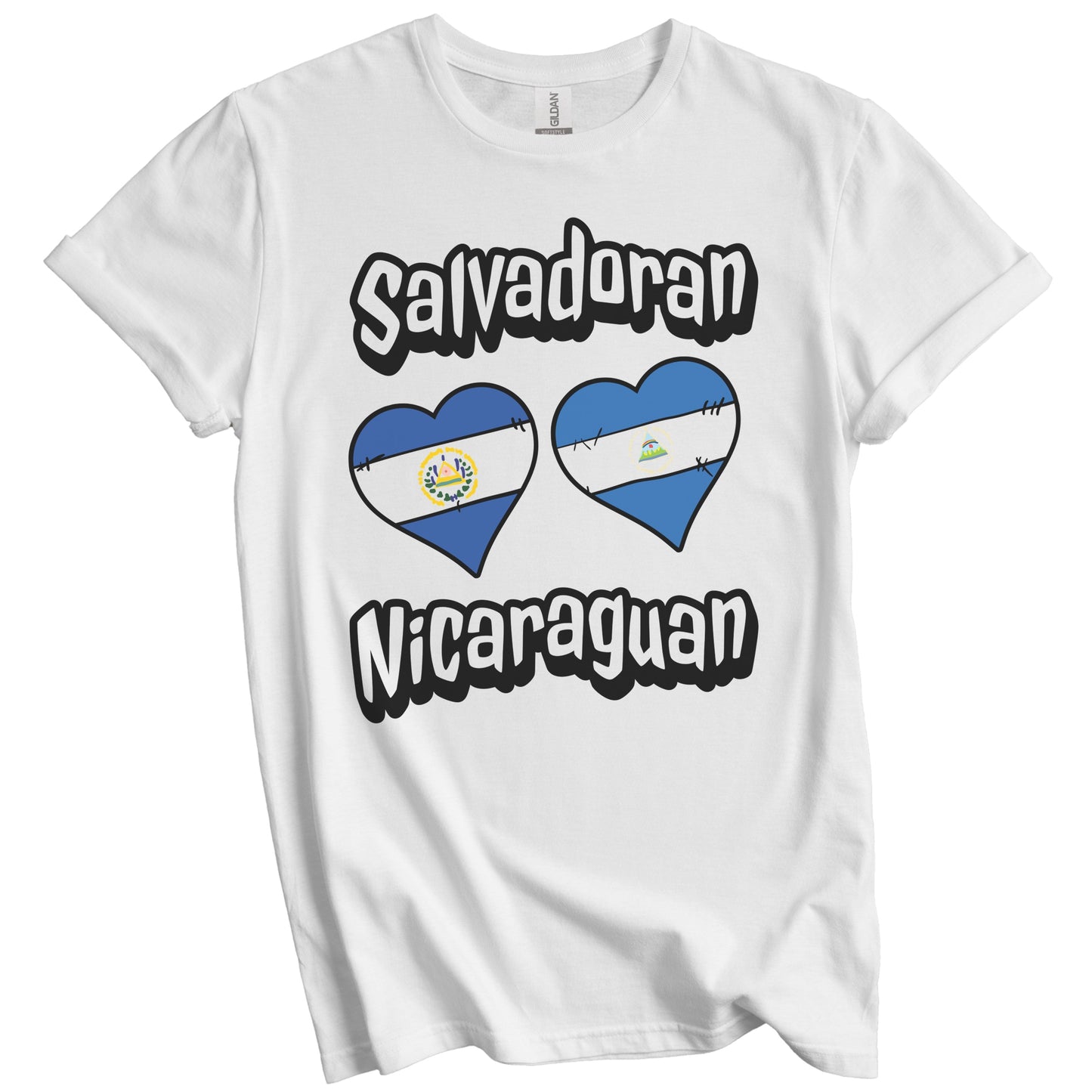 Salvadoran Nicaraguan Flag Heart Combo El Salvador Nicaragua T-Shirt