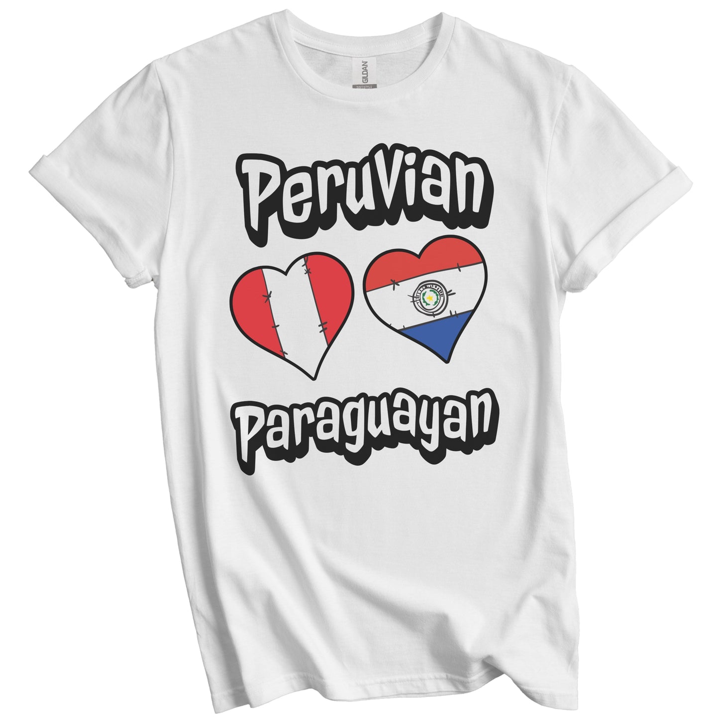 Peruvian Paraguayan Flag Heart Combo Peru Paraguay T-Shirt
