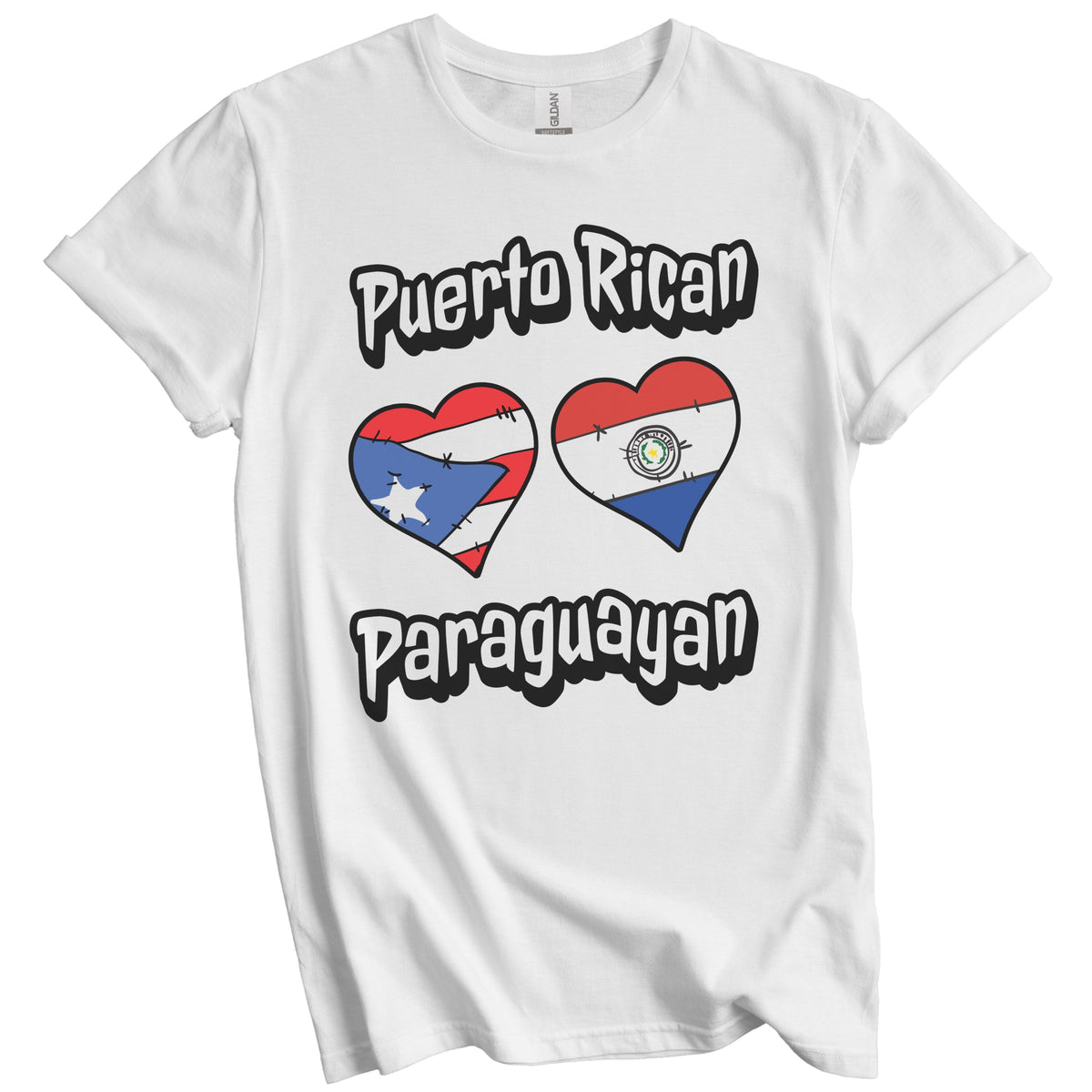 Puerto Rican Paraguayan Flag Hearts Puerto Rico Paraguay T-Shirt