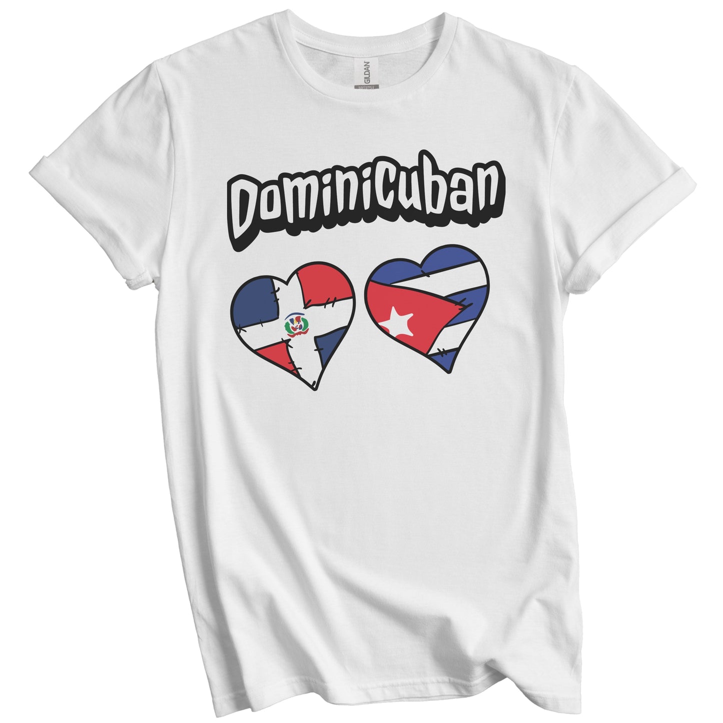 Dominicuban Dominican Cuban Flag Heart Combo T-Shirt