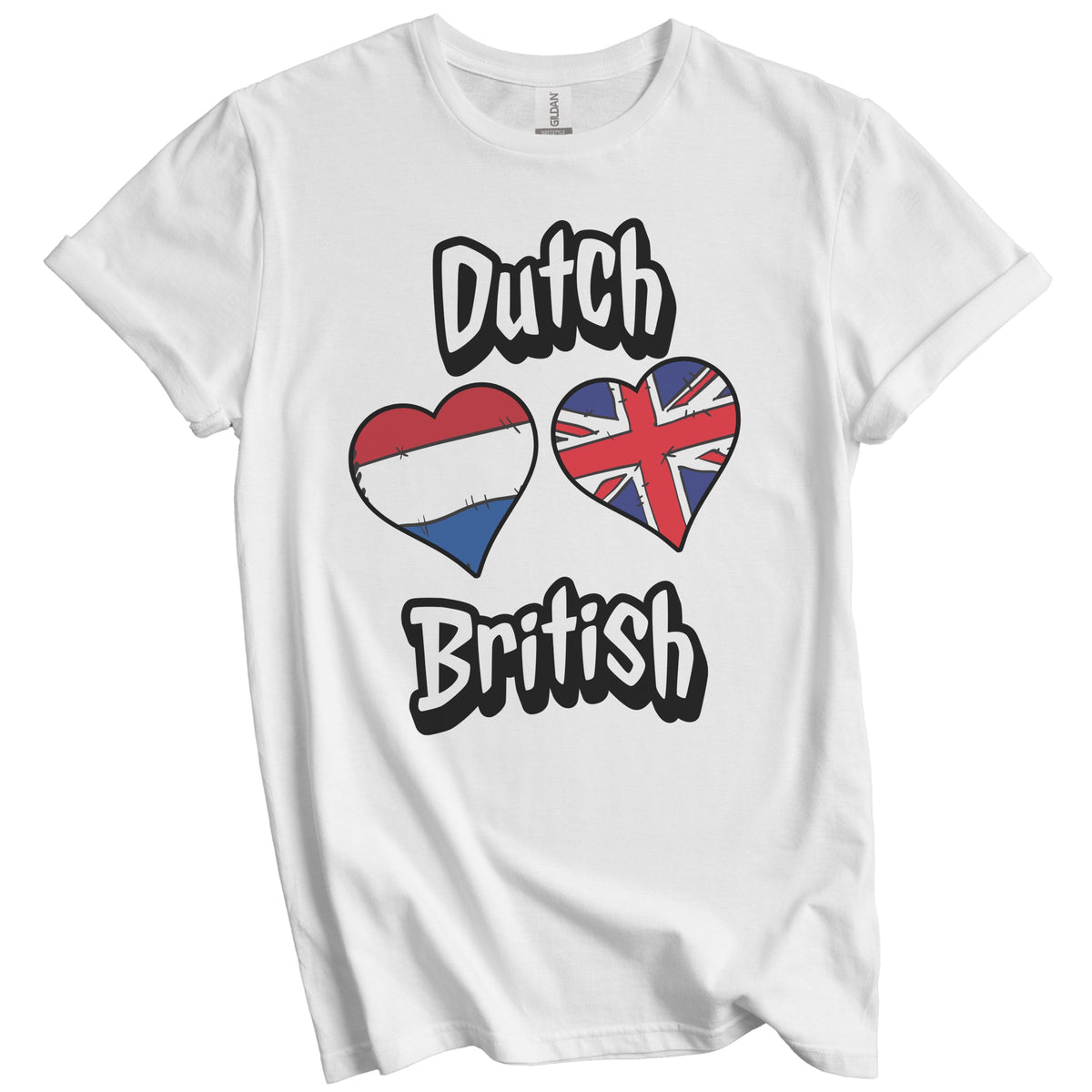 Dutch British Flag Heart Combo Netherlands UK T-Shirt