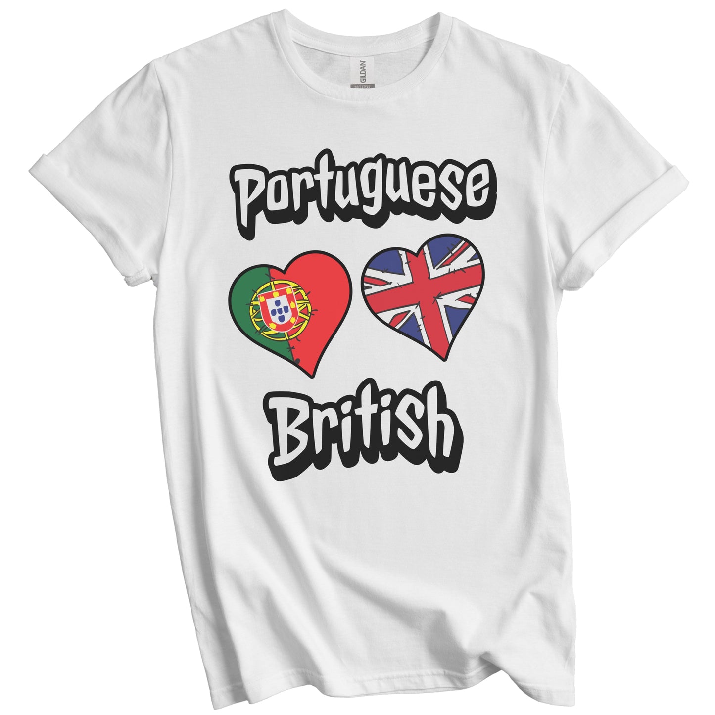 Portuguese British Flag Heart Combo Portugal UK T-Shirt