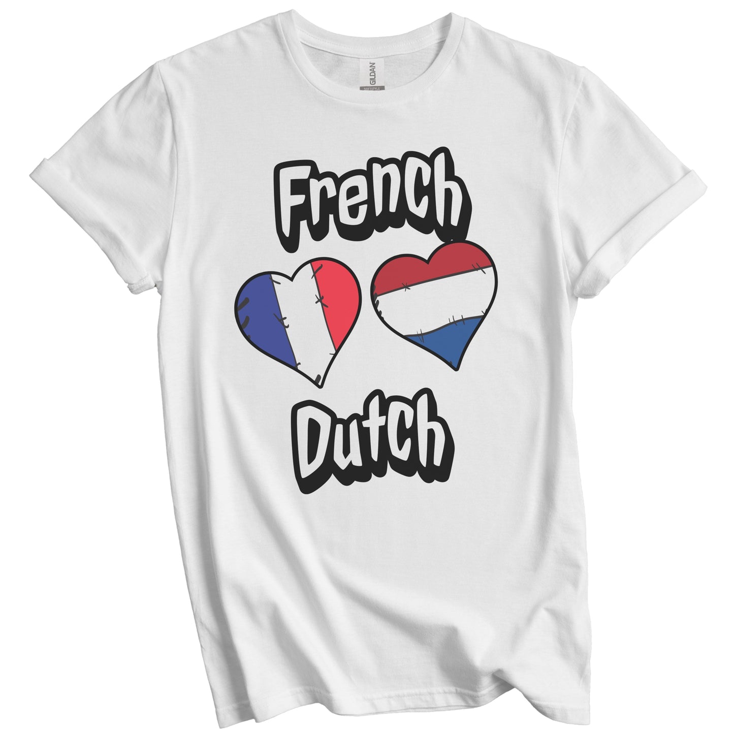 French Dutch Flag Heart Combo France Netherlands T-Shirt