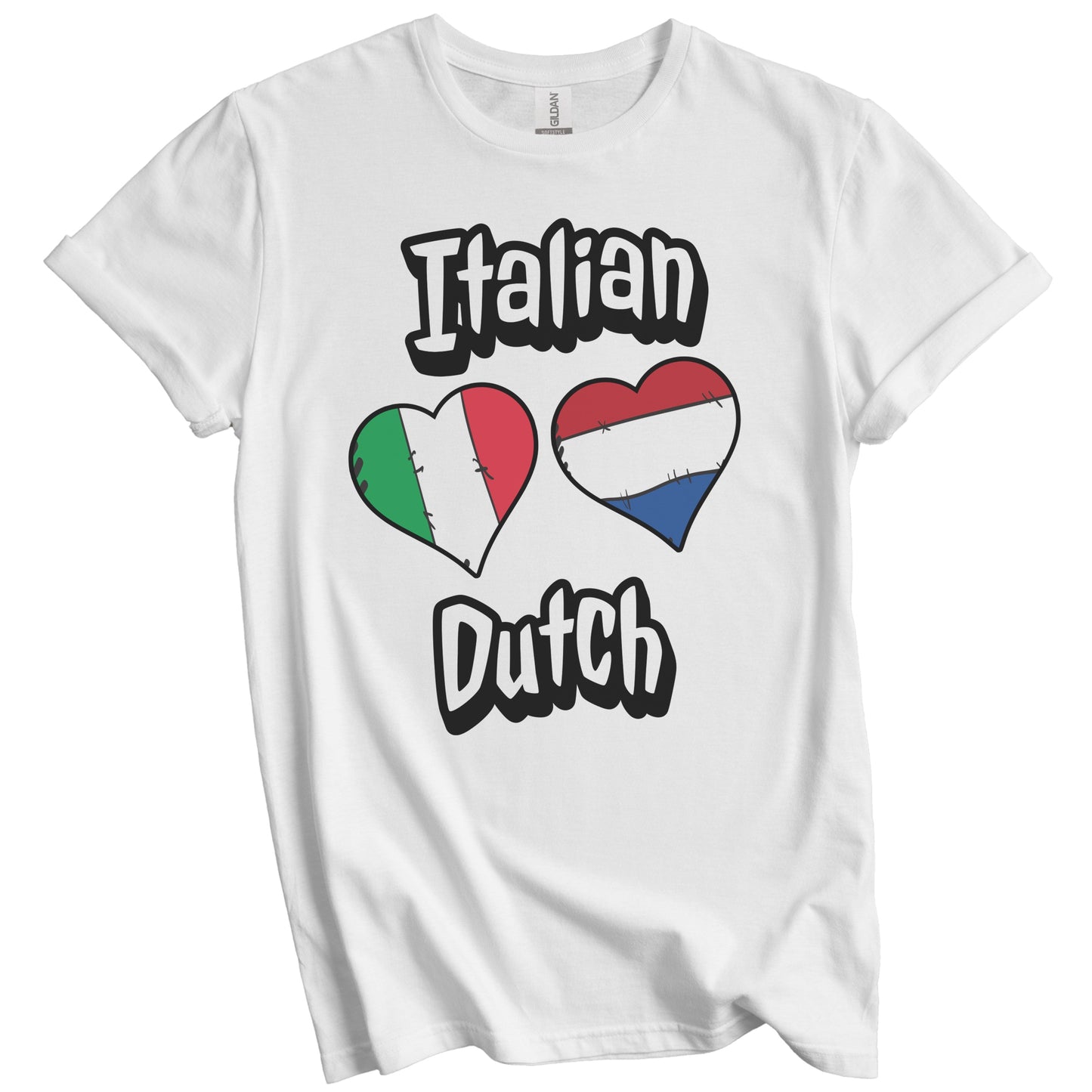 Italian Dutch Flag Heart Combo Italy Netherlands T-Shirt