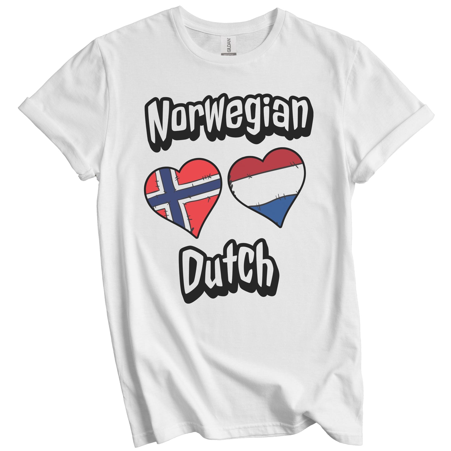Norwegian Dutch Flag Heart Combo Norway Netherlands T-Shirt