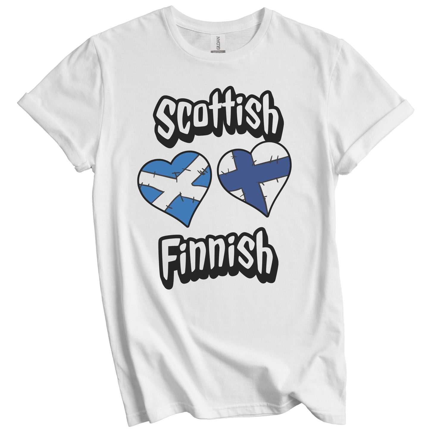 Scottish Finnish Flag Heart Combo Scotland Finland T-Shirt