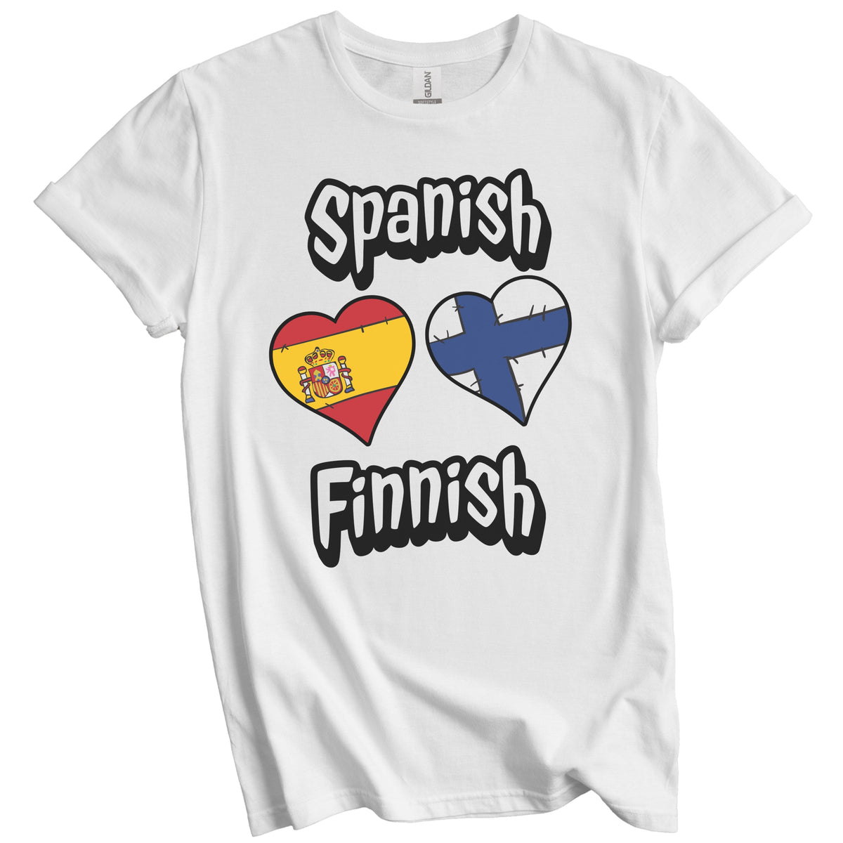 Spanish Finnish Flag Heart Combo Spain Finland T-Shirt