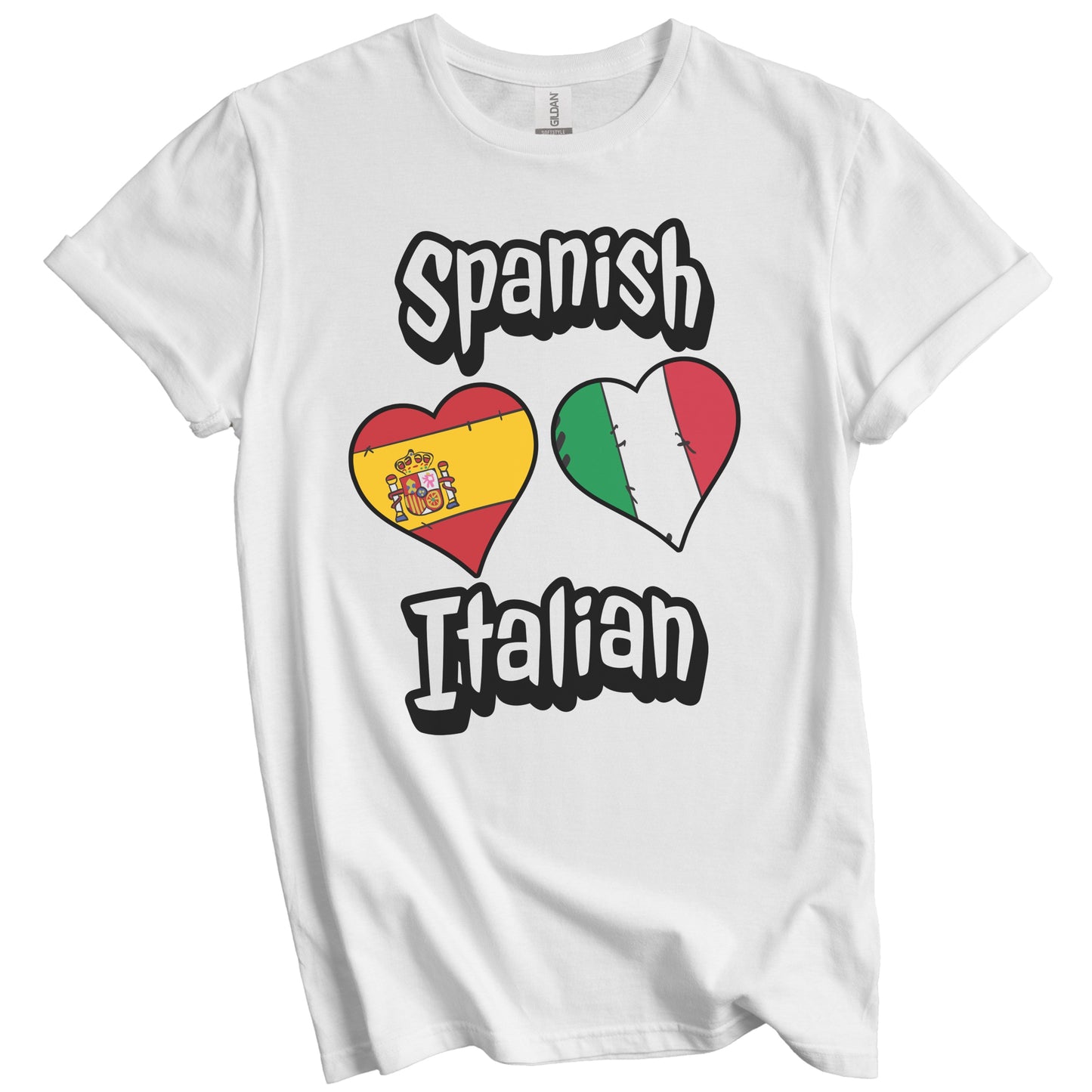 Spanish Italian Flag Heart Combo Spain Italy T-Shirt