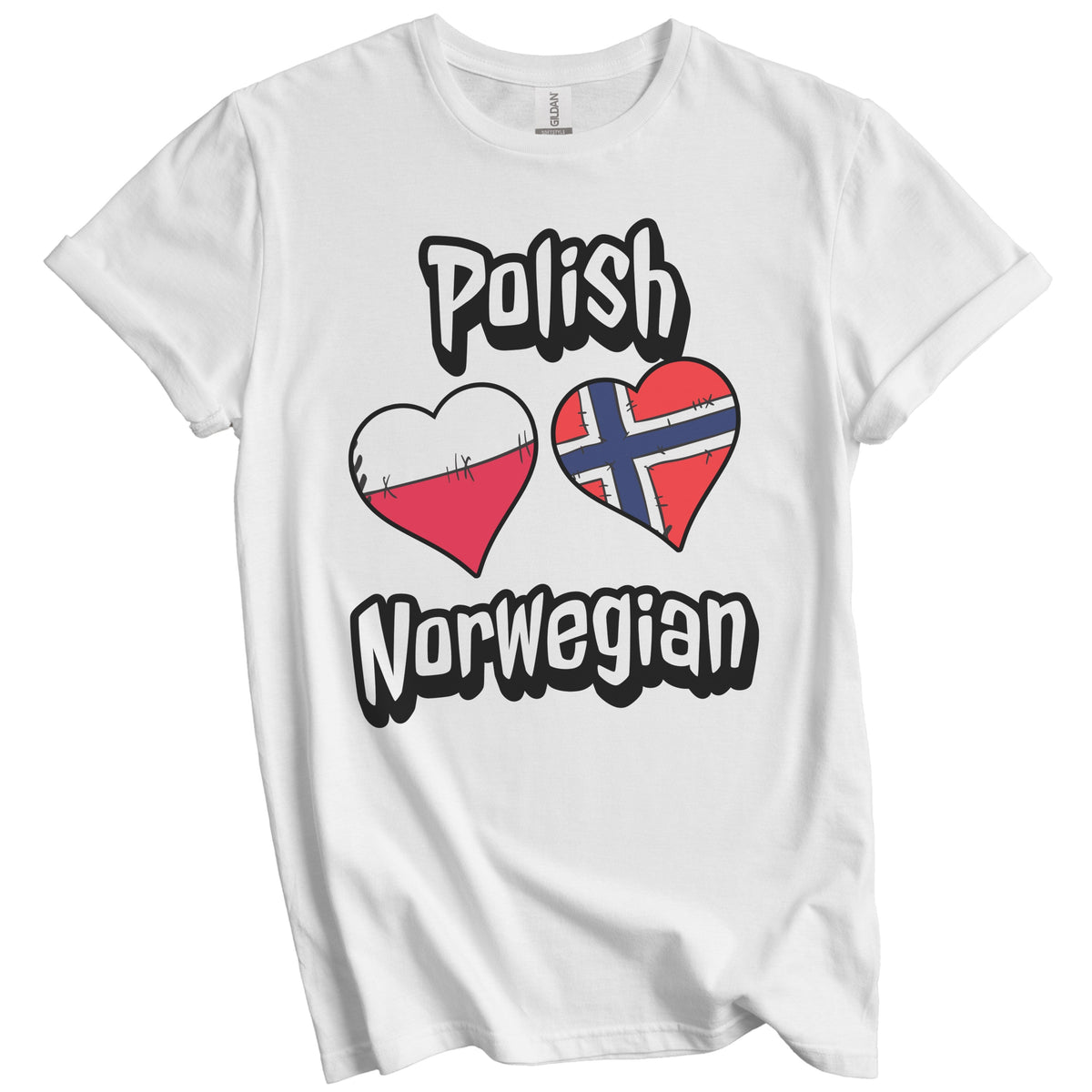 Polish Norwegian Flag Heart Combo Poland Norway T-Shirt