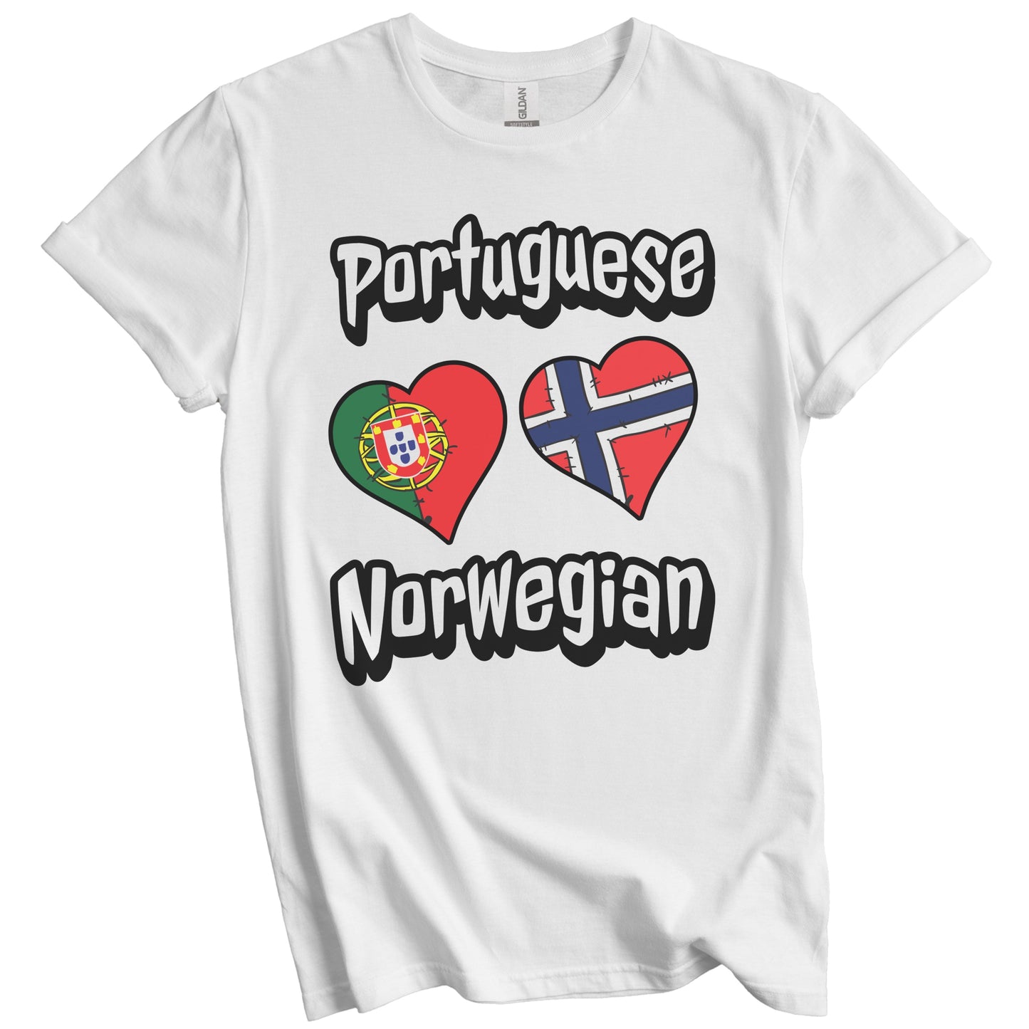 Portuguese Norwegian Flag Heart Combo Portugal Norway T-Shirt