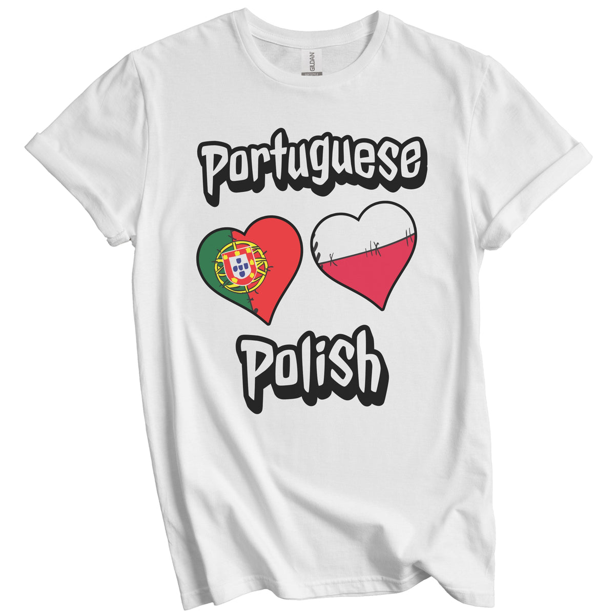 Portuguese Polish Flag Heart Combo Portugal Poland T-Shirt