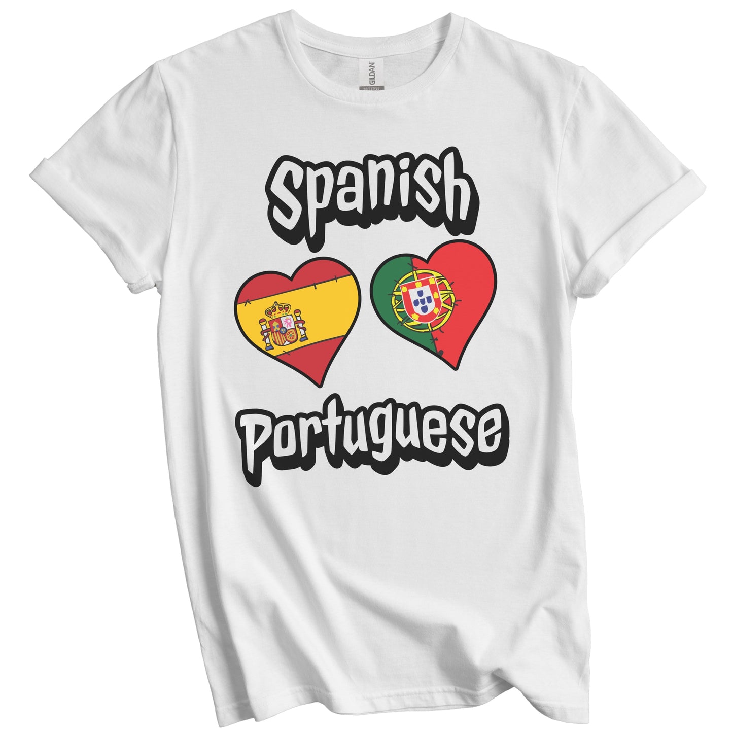 Spanish Portuguese Flag Heart Combo Spain Portugal T-Shirt
