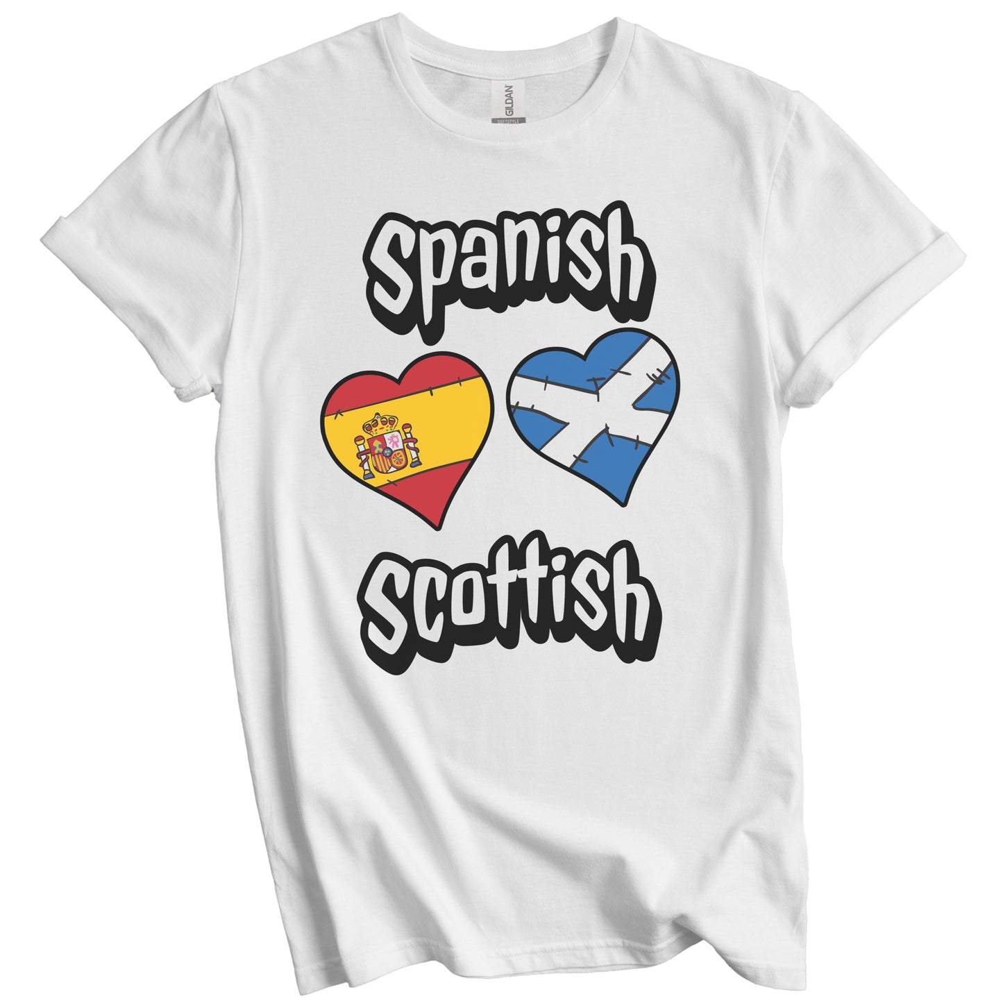 Spanish Scottish Flag Heart Combo Spain Scotland T-Shirt