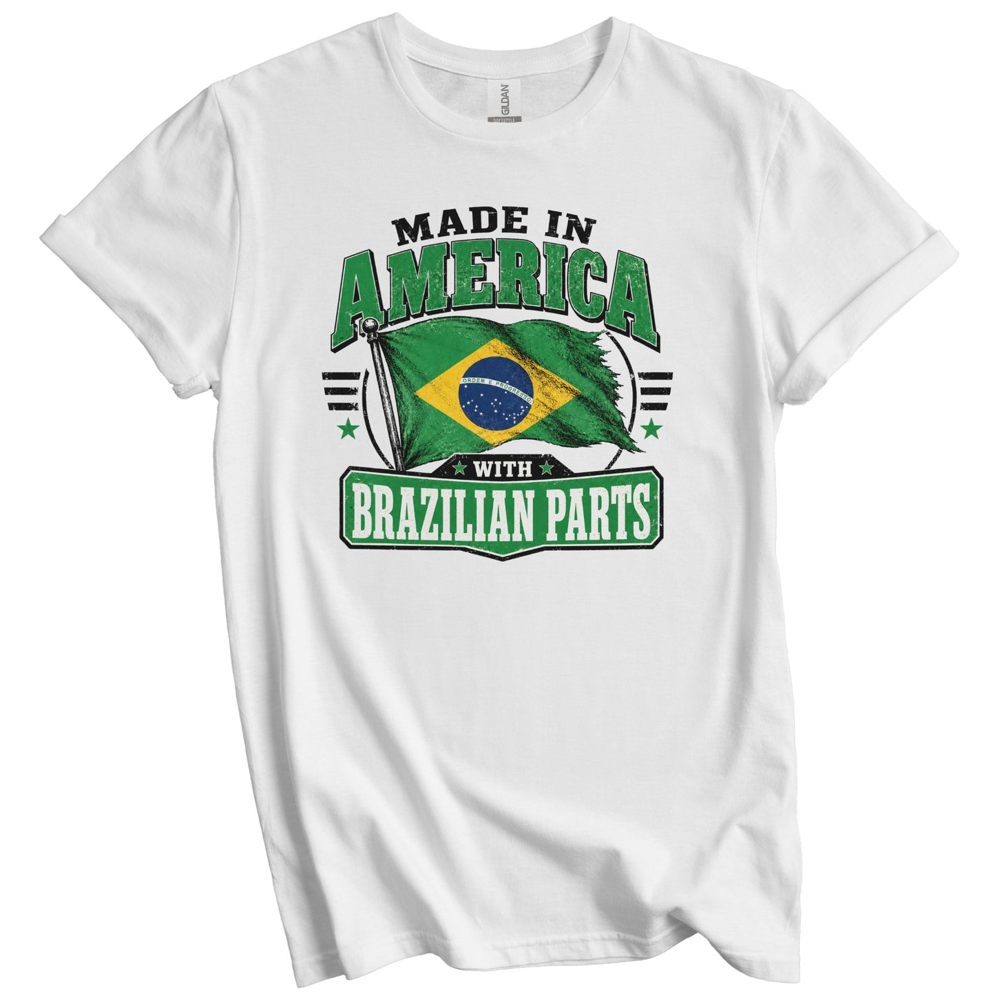 Made In America With Brazilian Parts Brazil Flag T-Shirt