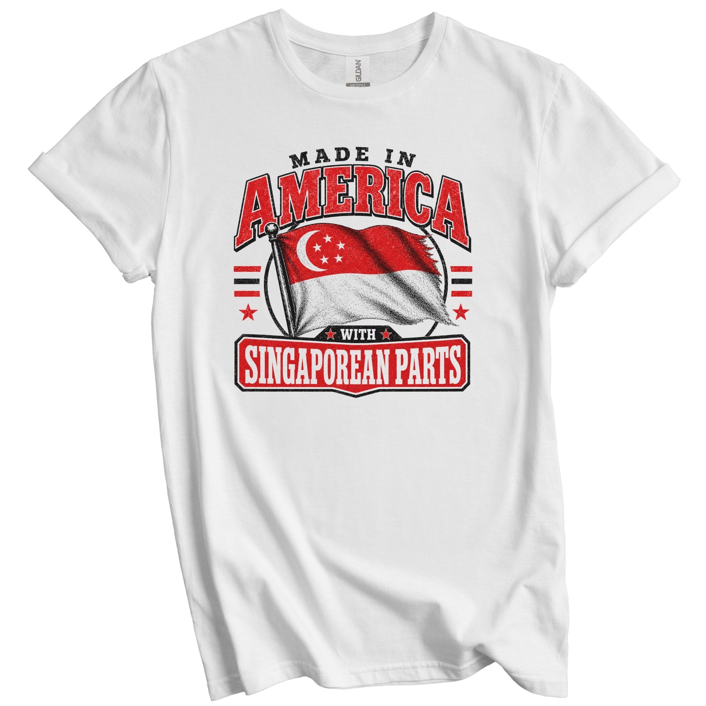 Made In America With Singaporean Parts Singapore Flag T-Shirt